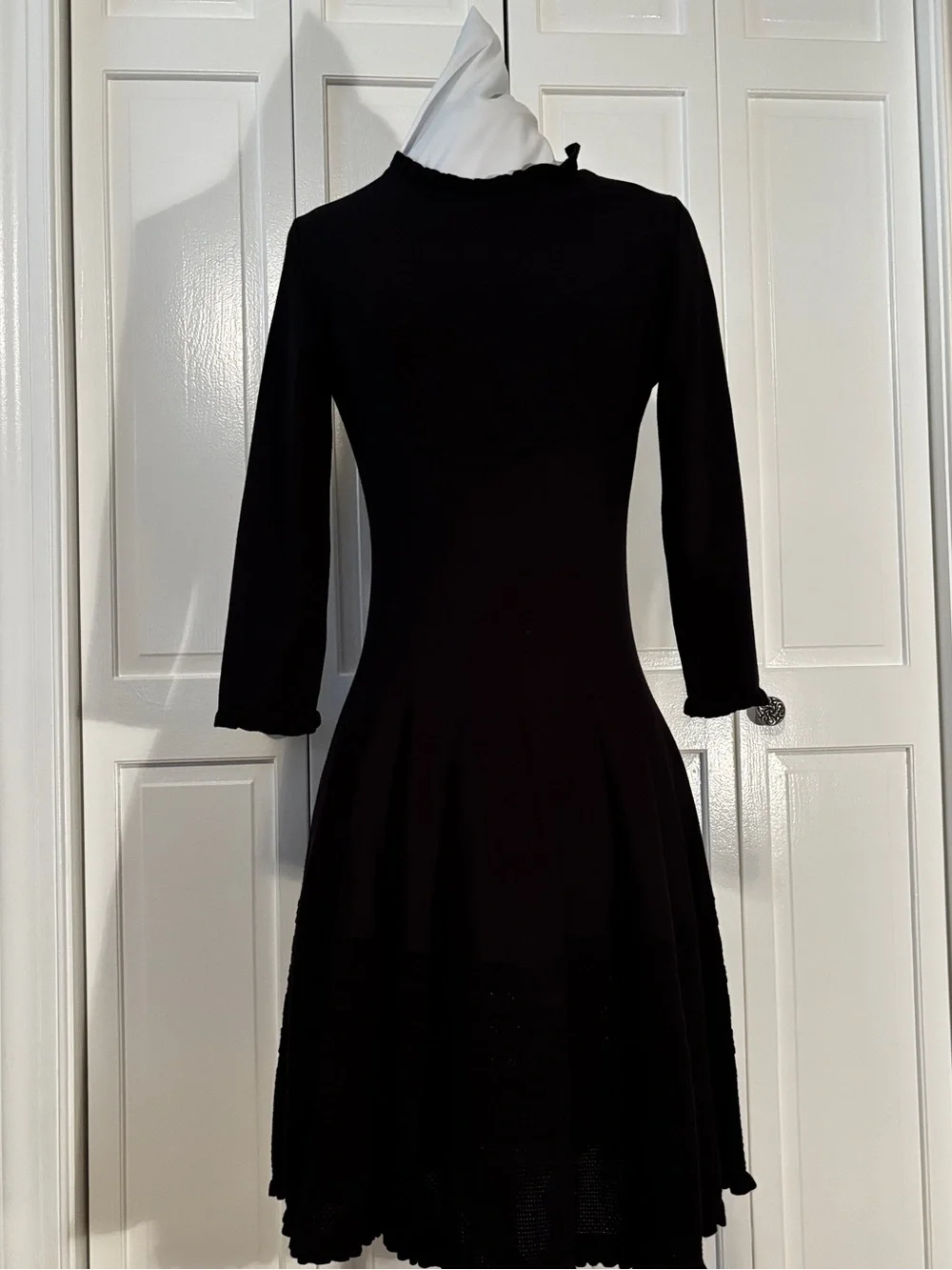 kate spade Black Long-Sleeve Fit-and-Flare Knit Dress Size M